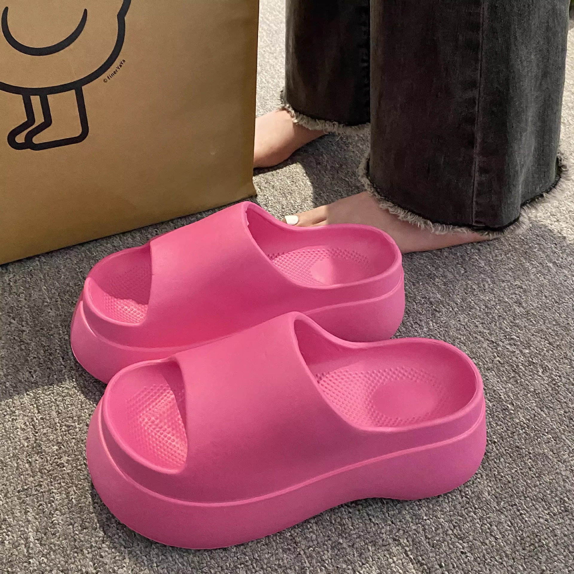 Korean-style 2024 summer new fish mouth muffin thick-soled sandals and slippers soft-soled non-slip beach shoes women's shoes