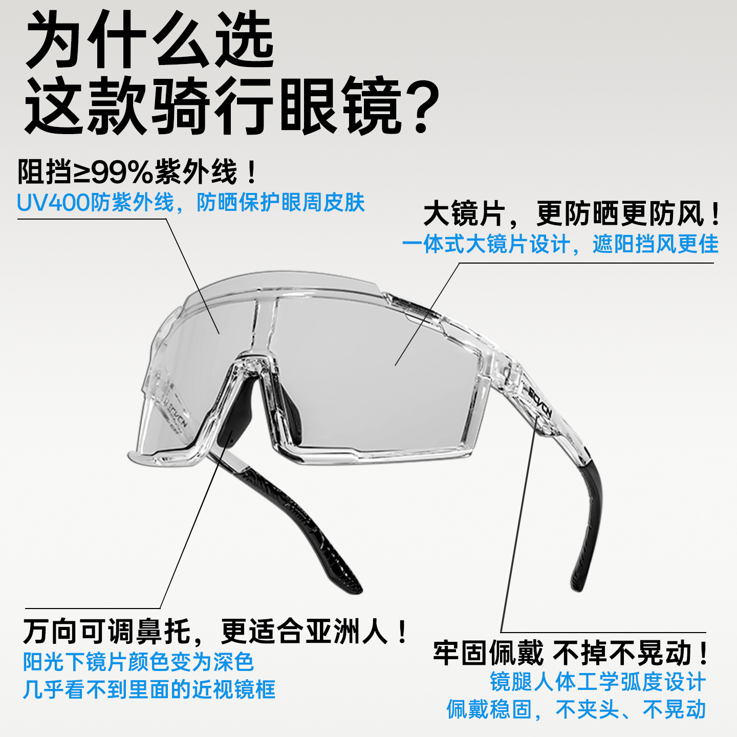 SCVCN cycling photochromic glasses mountaineering road bicycle windproof goggles outdoor sports myopia sunglasses