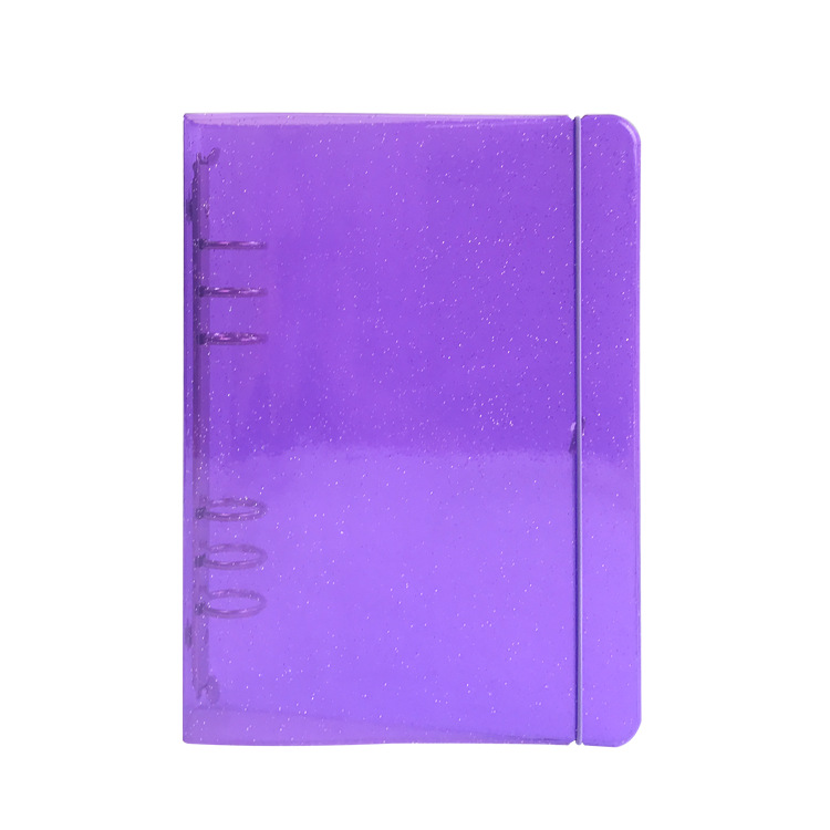 Picture of New A5 Transparent Glitter PVC Loose-leaf Notebook Simple Conference Notebook 6-hole Hand Account Book Strap PP Shell Notebook