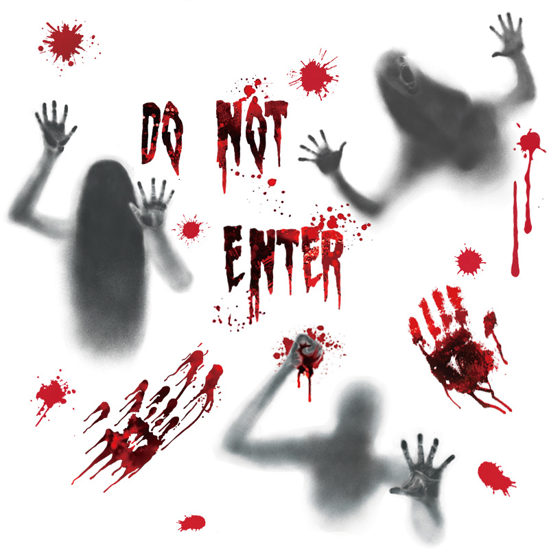 Picture of Halloween stickers blood handprint ghost ghost hands horror static stickers Halloween decoration mall window scene layout
