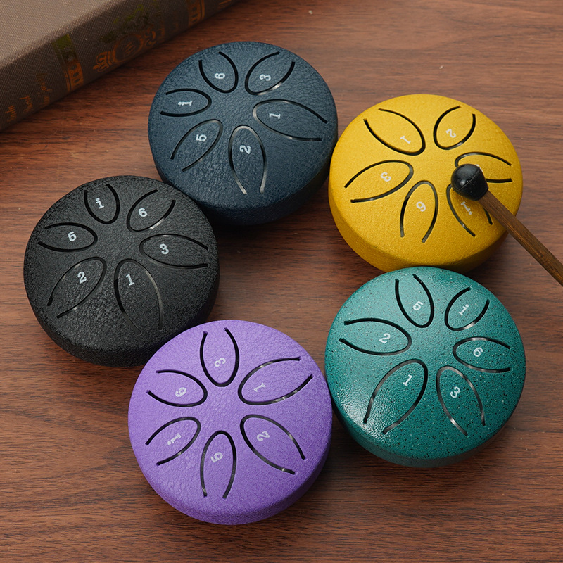 Picture of Wholesale Mini Metal Ethereal Drum 3-Inch 6-Tone Steel Tongue Drum Forget-Me-Not Drum Percussion Instrument Empty Drum Kidsren's Portable Musical Instrument