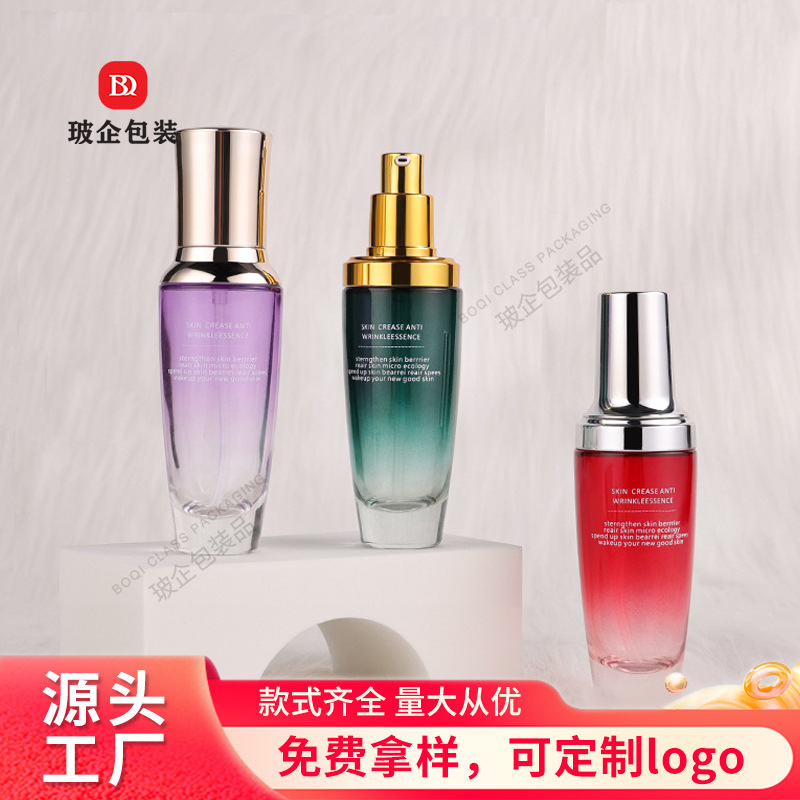 Picture of 50ml cosmetic essence glass bottle 30ml emulsion bottle press spray gradient pressure pump glass bottle in stock