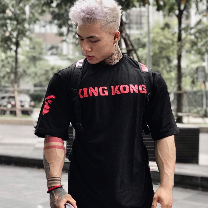 Picture of Loose Trendy Men's Sports Short-sleeved T-shirt Men's Summer Cotton Half-sleeved Gym Running Training Clothes