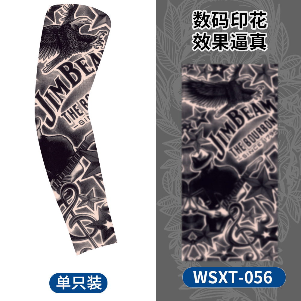 Picture of Summer Riding Sunscreen Tattoo Sleeve Simulation Tattoo Quick-drying Arm Protector Outdoor Sports Sunshade Breathable High Elastic Ice Sleeve