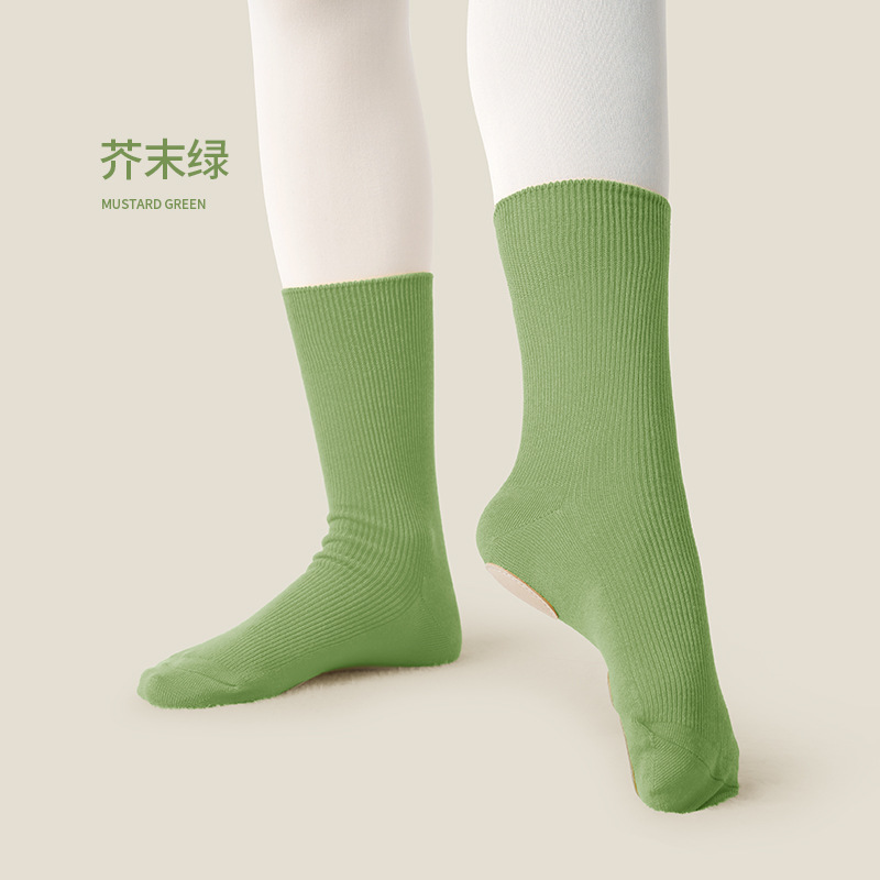 Picture of Dance Socks Non-slip Professional Women's Dancing Socks with Bottom for Adult Practice Dancing Socks Children's Mid-tube Socks with Three-piece Bottom Modern Dance Socks