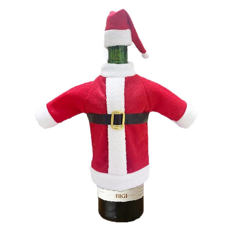 Christmas decorations red wine bag gift bag wine bottle decoration scene layout Santa Claus Christmas wine bottle set