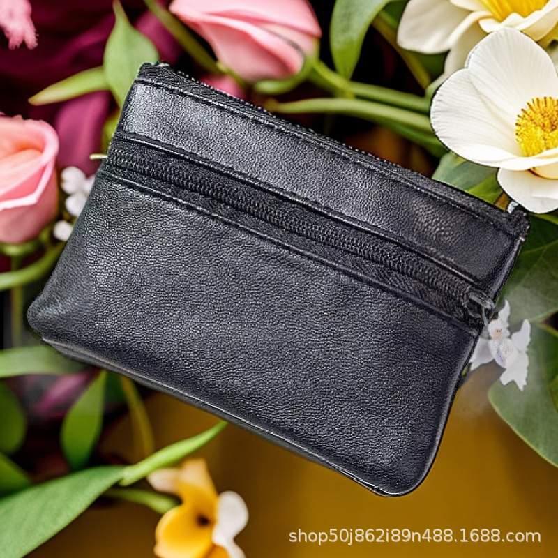Coin Purse, Hand-Held Leather Bag, Key Bag, Zipper Coin Bag, Cosmetics Bag, Large-Capacity Card Holder, Wrist Bag