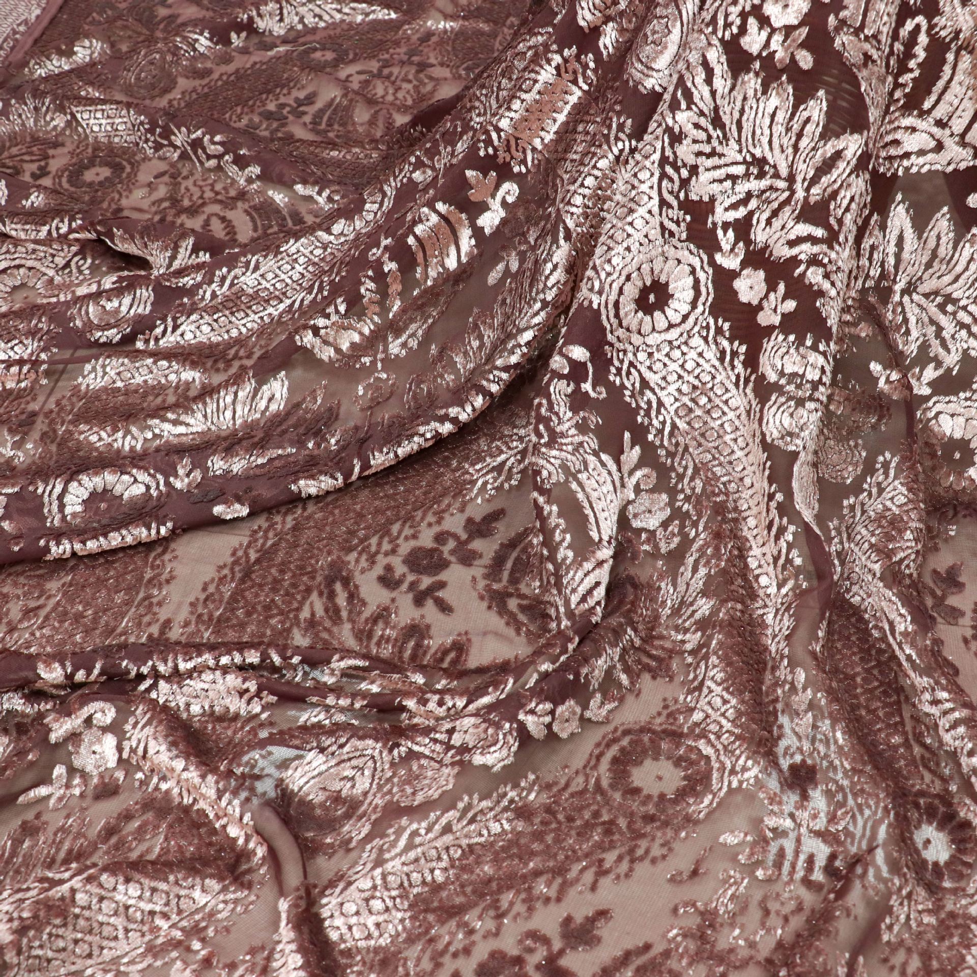 Picture of Manufacturer wholesale woven brocade viscous brocade polyester semi-bright silk rotten flower burnt velvet fabric nightdress cheongsam skirt fabric
