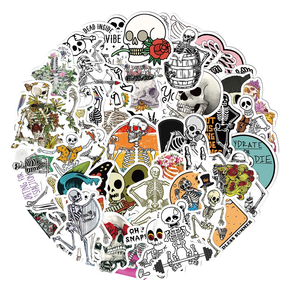 50 cartoon art style skull stickers luggage laptop water Cup decoration waterproof diy stickers