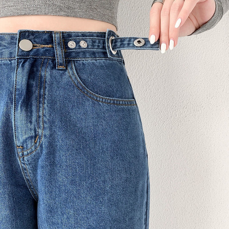 Picture of Adjustable High Waist Wide Leg Jeans Women's 2022 New Autumn Retro Straight Loose Slim-fit Pants