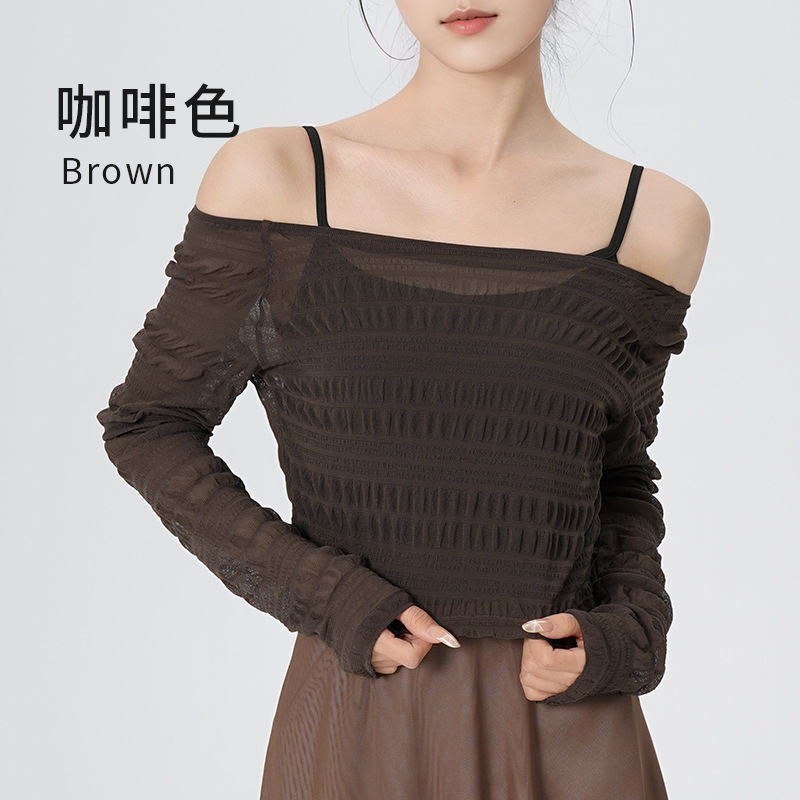 Picture of Ballet Practice Tops for Women, Adult Pile-Up Sleeves, Two-Wear Dance Clothes, Summer Short Teacher Training Body Suits