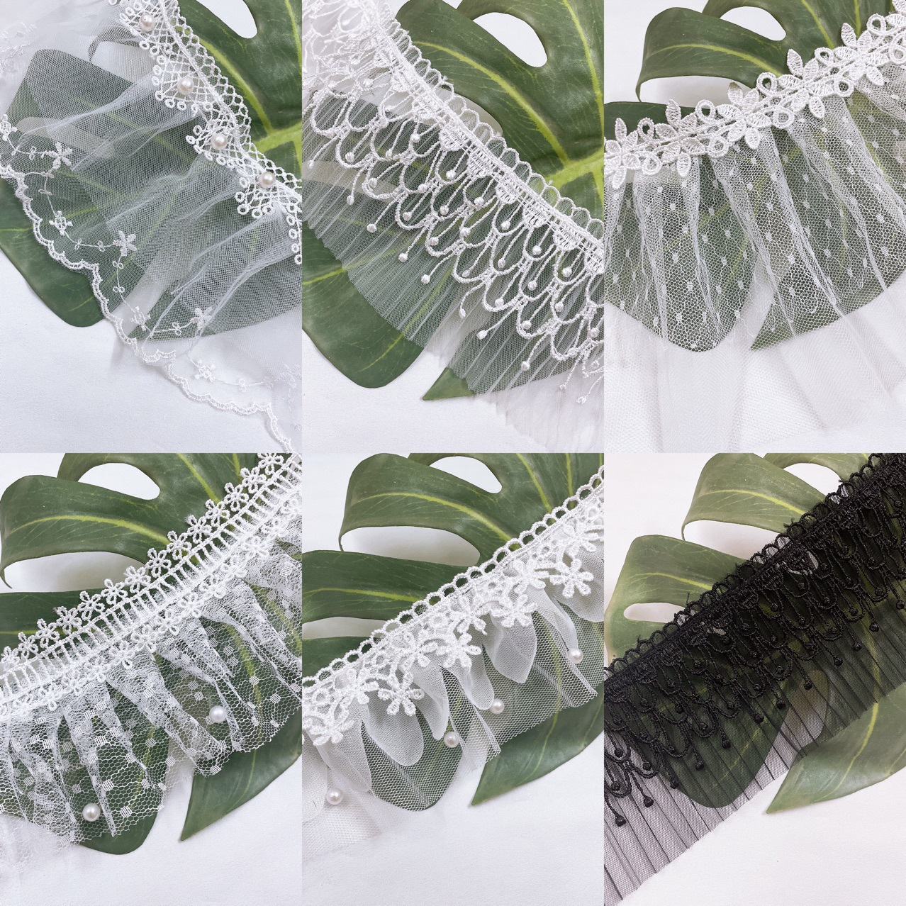 Polyester Lace Double-layer Pleated Folding Mesh Lace Children's Wear Wedding Dress Skirt Curtain Home Textile Accessories Handmade Flower