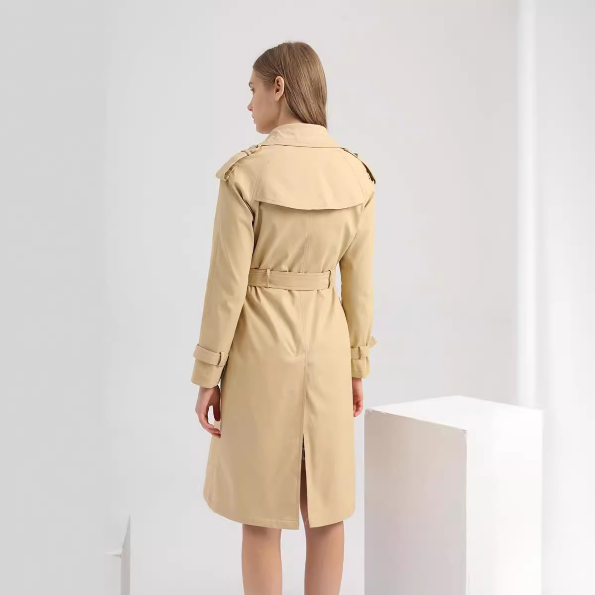 Picture of Russia Hot selling women's Russian temperament girl elastic waist suit collar trench coat jacket