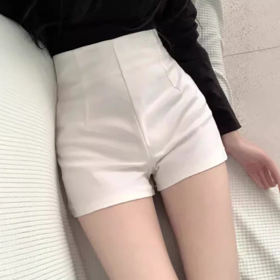 White High Waist Shorts Women's Summer Outer Wear 2024 New Three-point Spice Girl Sexy Hip Elastic All-match Casual Hot Pants