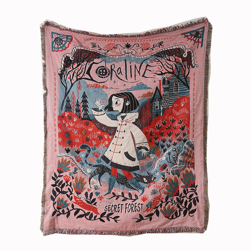 Picture of ins style illustration line blanket camping blanket leisure blanket nap blanket blanket American sofa blanket picnic blanket bed blanket