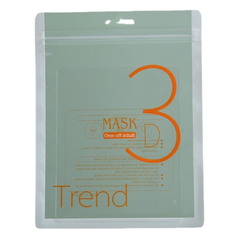 3D adult mask packaging bag simple transparent new environmental health composite bag hanging self-sealing bag wholesale