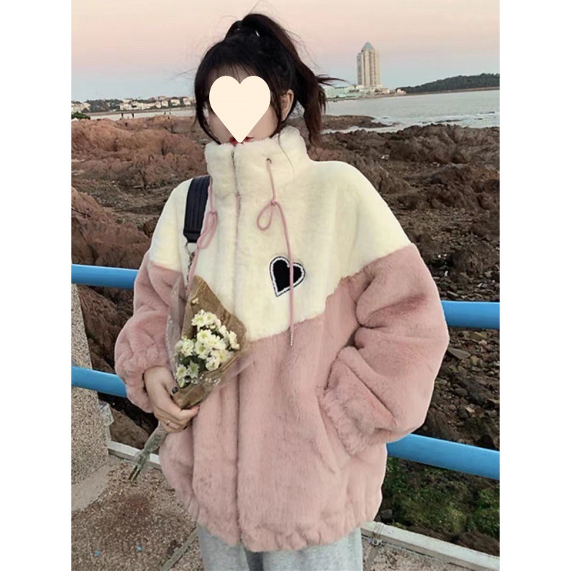 Picture of fleece-lined thickened sweater girl 2025 autumn and winter junior high school Senior high school students cotton-padded coat cotton-padded jacket coat