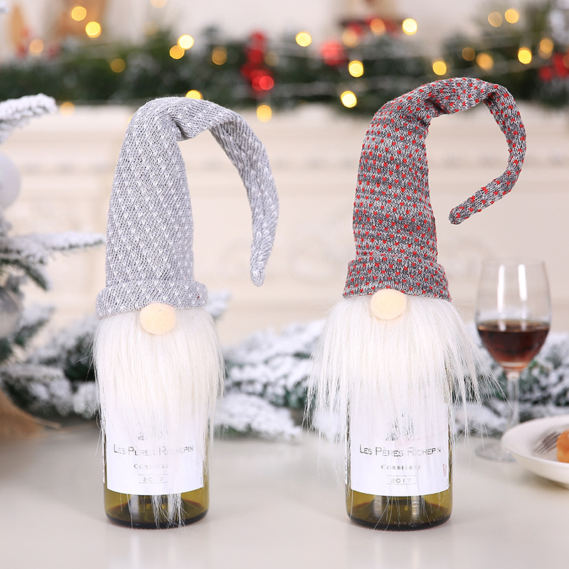 Christmas Decorations Forester Champagne Wine Bottle Set Nordic Santa Claus Wine Bottle Set Faceless Doll Wine Bottle Set