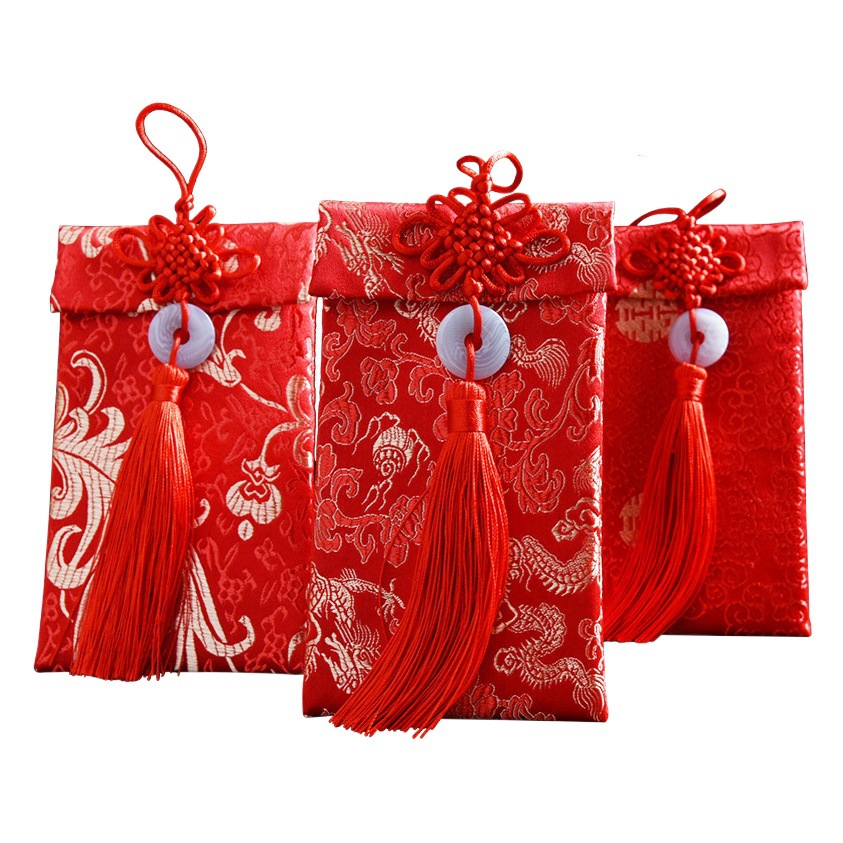 High-end brocade fabric, Chinese knot, wedding, New Year, red envelope, gift, gift, gift, gift, gift, thousand yuan