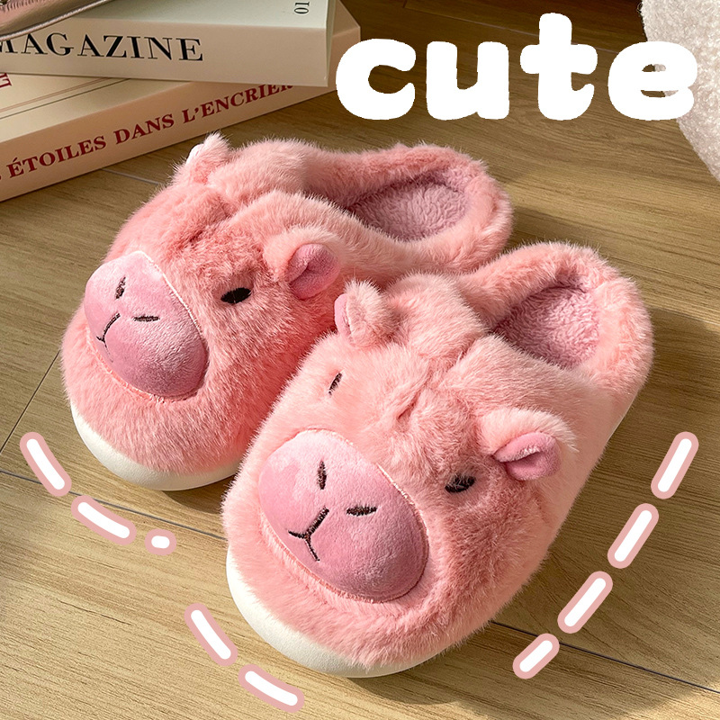 Picture of Kapibala Furry Slippers for Women Autumn and Winter Outer Wear Thick-Soled Indoor Home Warm Baotou Cotton Slippers Cross-Border Wholesale