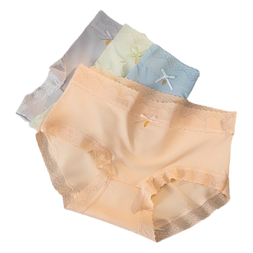 New Style Underwear Women's Ice Silk Seamless High-elastic Ice-cool Ice-cool Students Less Women's Mid-high Waist Sexy Briefs