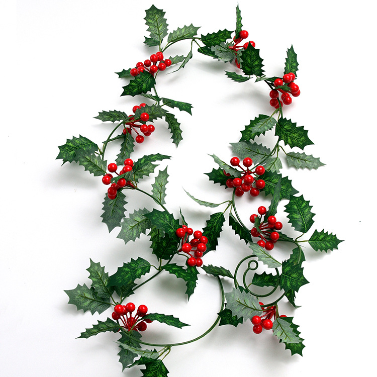 Picture of Cross-border supply simulation Christmas rattan European and American wall hanging home decoration red fruit soft rattan atmosphere layout Christmas
