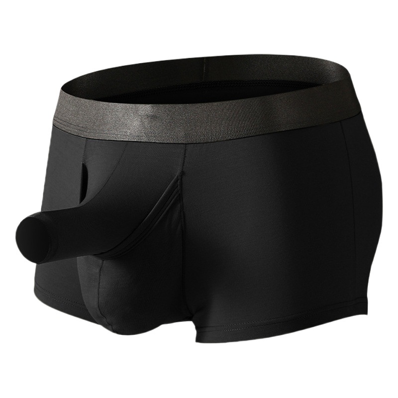 Clever-Menmode Men's Bamboo Fiber Underwear Youth Elephant Nose Open Bullet Separated Ice Silk Four Corners