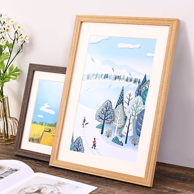 Picture of Solid wood photo frame mounting picture frame wall hanging A3 inch 16 decoration a4 inch 4 open 8K puzzle frame creative photo wall wooden