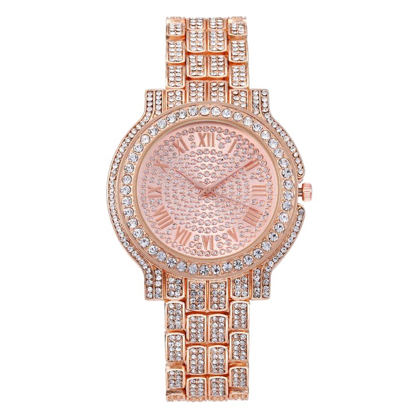 Cross-Border Foreign Trade Casual Fashion Steel Band Diamond Men's Watch Starry Rhinestone Roman Pattern Quartz Women's Watch Wholesale