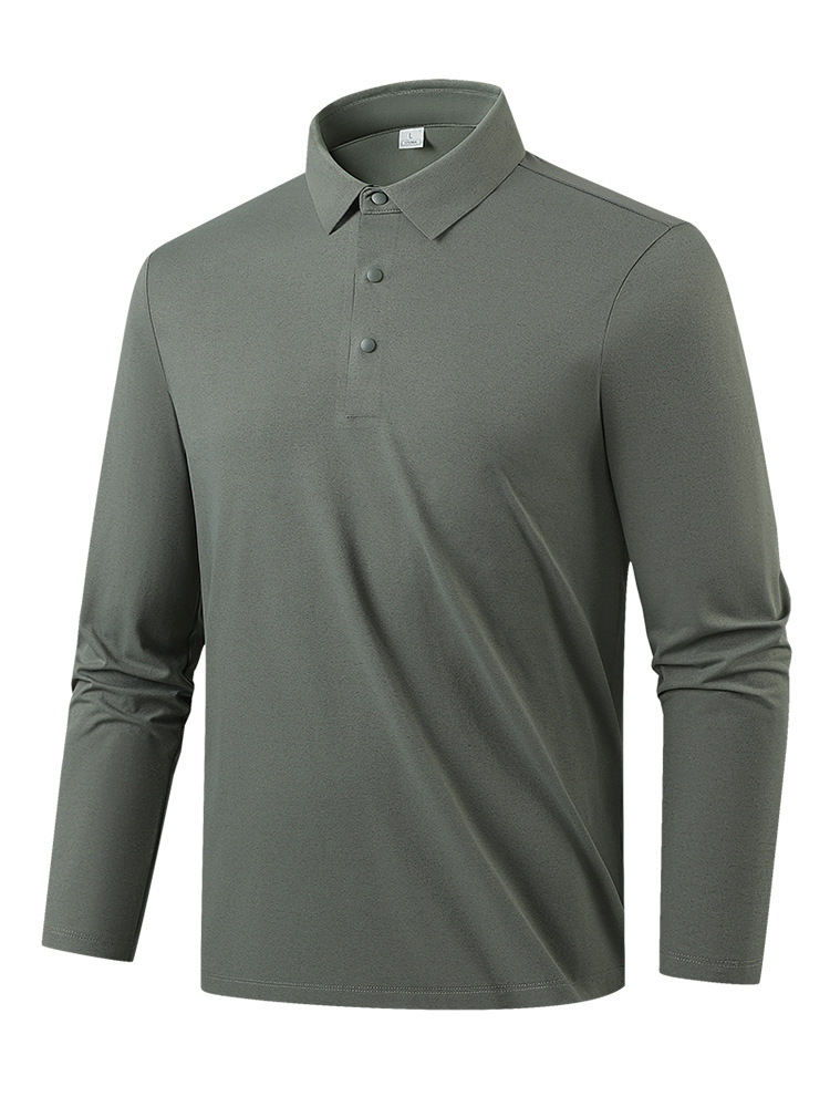 25 Fall/Winter POLO Shirt Men's Business Casual Versatile Couple Outdoor Sports Lapel Solid Color Long Sleeve T-Shirt