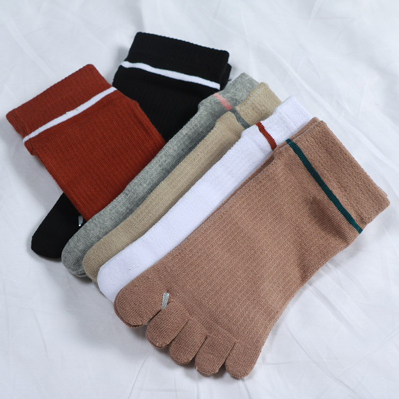 Toe Socks, Split-Toe Socks, Women's Socks, Pure Color Cotton Socks, Business Versatile Heels, Short-Tube Toe Socks, Stripesd Japanese Style Style Short Socks