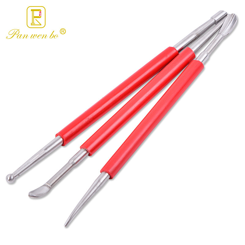 Red bar stainless steel indentation pen 3 piece set soft clay ceramic indentation tools clay clay tools spot wholesale