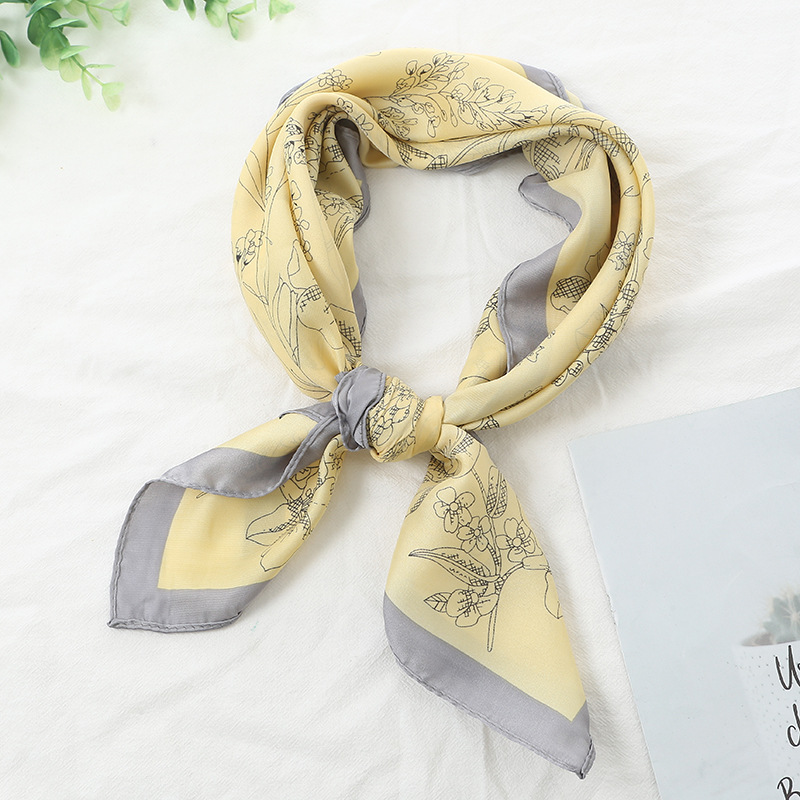 70*70 same style striped silk scarf women's small square scarf Korean style versatile professional small scarf summer thin decorative scarf