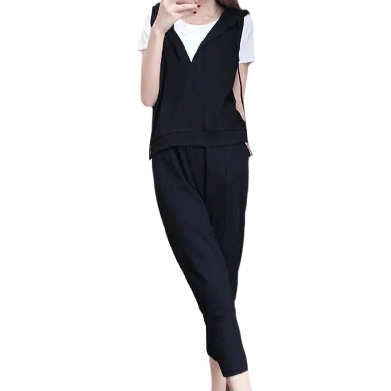 Chubby mm2022 summer New plus fat size women's fashion sports suit women's loose slim casual three-piece suit
