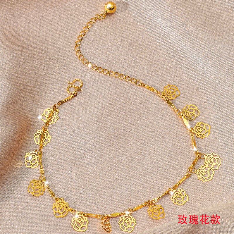 Picture of No fading foreign trade fashion simple tremolo with 24k plated gold anklet Vietnam gold love Bell anklet women