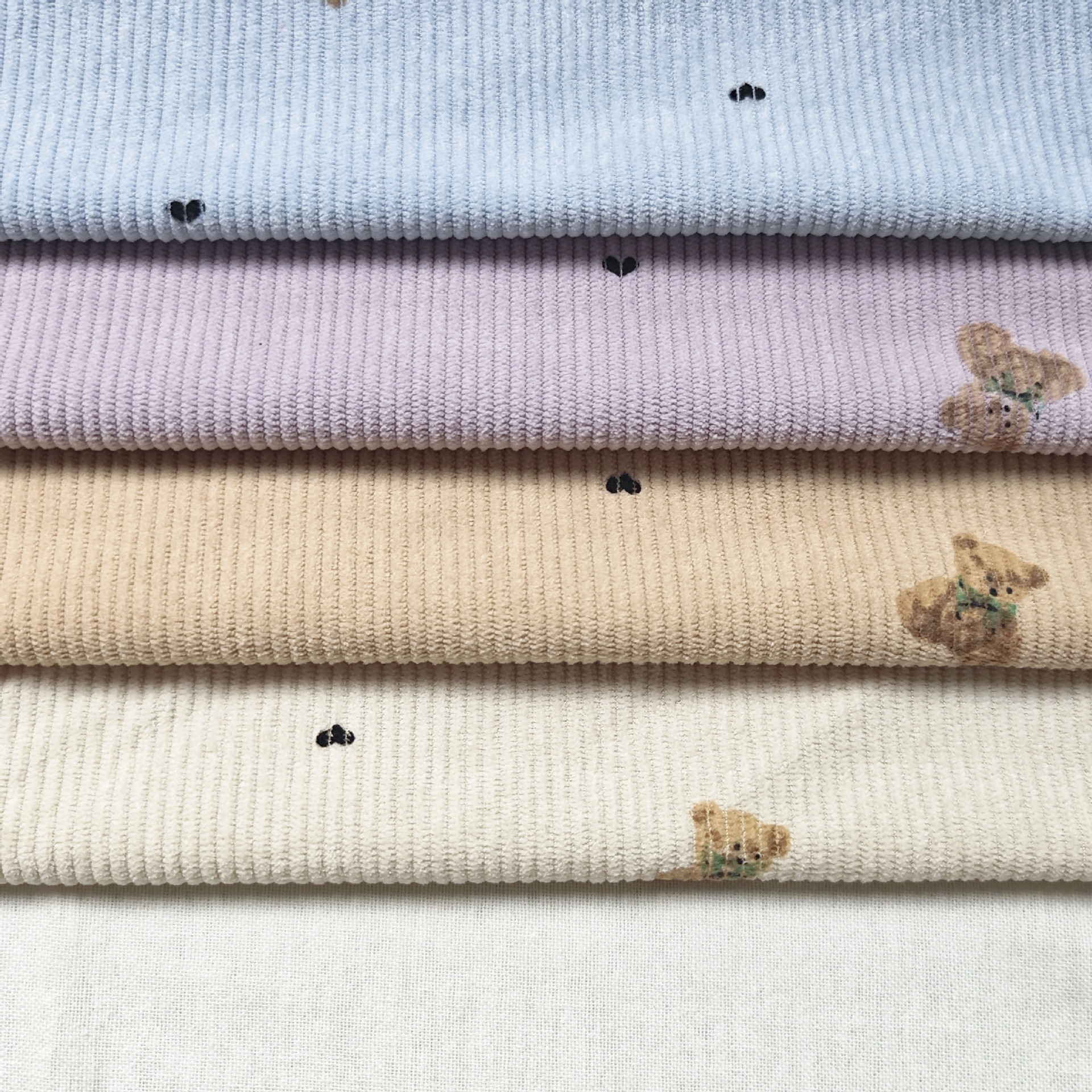 Autumn and Winter Corduroy 8-Pit Woven Water Slurry Printing Retro 4-Color Bear Fashion Skirt Shirt Children's Clothing Boutique Fabric
