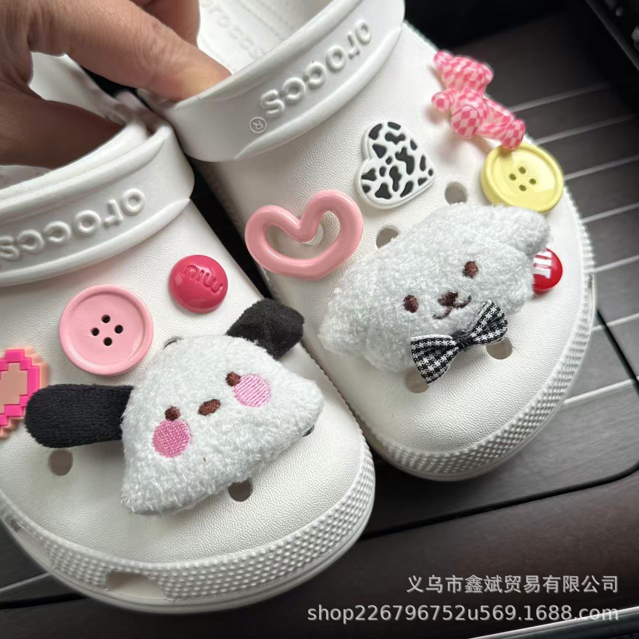 Cartoon Doll Big Ear Dog Fur Ball Hole Shoes Accessories Fur Ball Creative New Decorative Shoe Buckle Hole Shoes Accessories