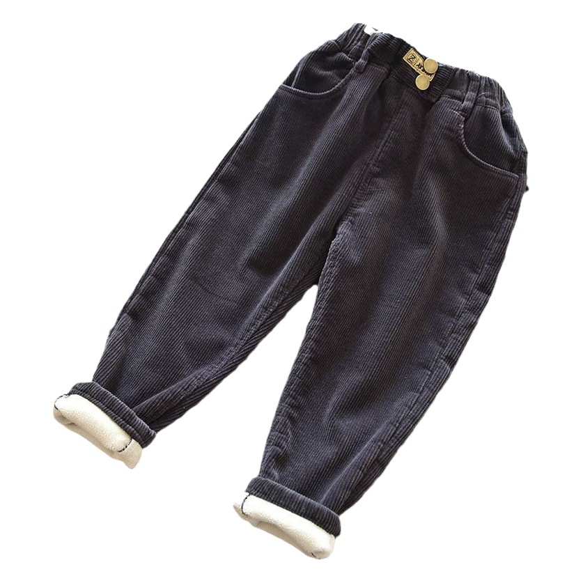 Girls' Velvet Pants, Autumn and Winter Outer Cotton Pants, Thickeneded Corduroy Baby Thin Velvet All-In-One Velvet Kidsren's Corduroy Pants