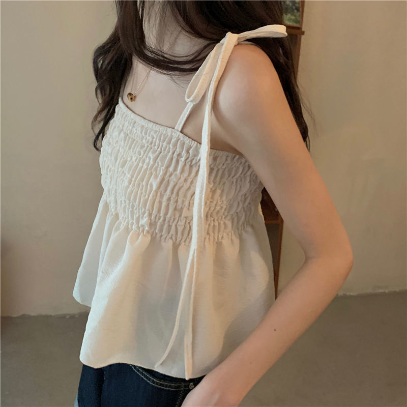 Sweet and Fresh Suspender Top for Women with Summer Design, Niche Outer Wear, Super Popular Popular Age-Reducing Sleeveless Vest