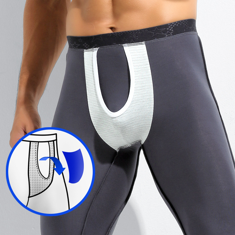 Picture of Men's Bullet Separate Autumn Pants Single Piece Leggings Underpants Antibacterial Inner Crotch Warm Pants Men's Thin Line Pants Underpants