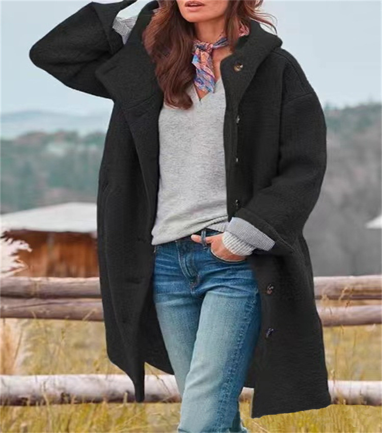 Picture of Rural Casual Hooded Trench Coat Woman Rural Literary Loose Hooded Windbreaker Women