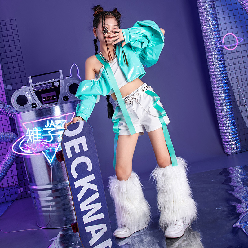 Children's fashionable jazz dance clothing girls' Model T stage catwalk performance clothing suit children's fashionable cool clothes autumn and winter