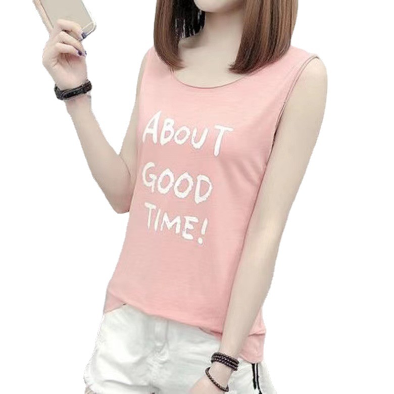 Picture of Pure Cotton Vest for Women, Loose Fit, Plus Size Women's Clothing, 2024 Summer Base Shirt, Camisole Top, Short Style, Can Be Worn Outside
