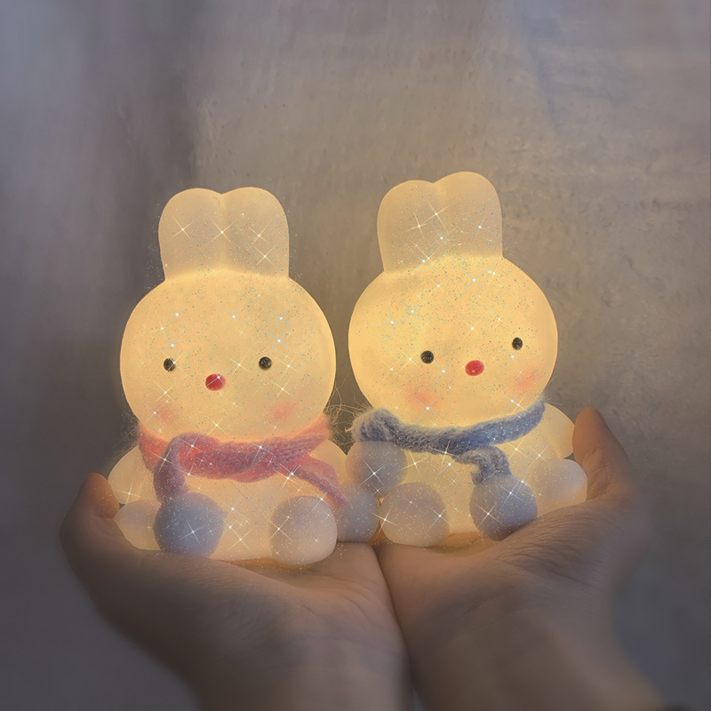 Picture of Cute led night light unplugged bedroom girl heart creative cartoon rabbit ornaments bedroom bedside lamp night market