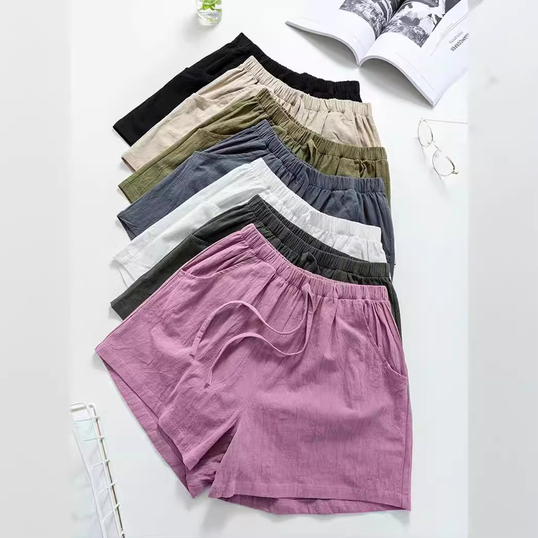 Picture of 2022 New High Waist Cotton and Linen Shorts Women's Linen Slim Loose Hot Pants Large Size Thin Casual Elastic Waist Pants