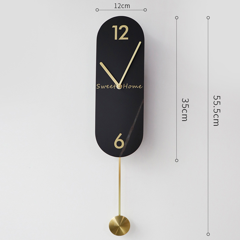 Picture of Modern Light Luxury Swing Wall Clock: Cocoa Sea Marble Rock Plate Spanish Minute Style Decorative Clock