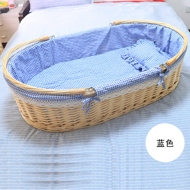 Picture of Rattan baby bassinet bed car comfort sleeping basket baby bed newborn portable carrycot solid wood cradle cradle nest