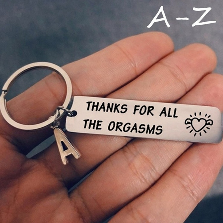 Thank you for... all orgasms couple Christmas stainless steel keychain 26 letters