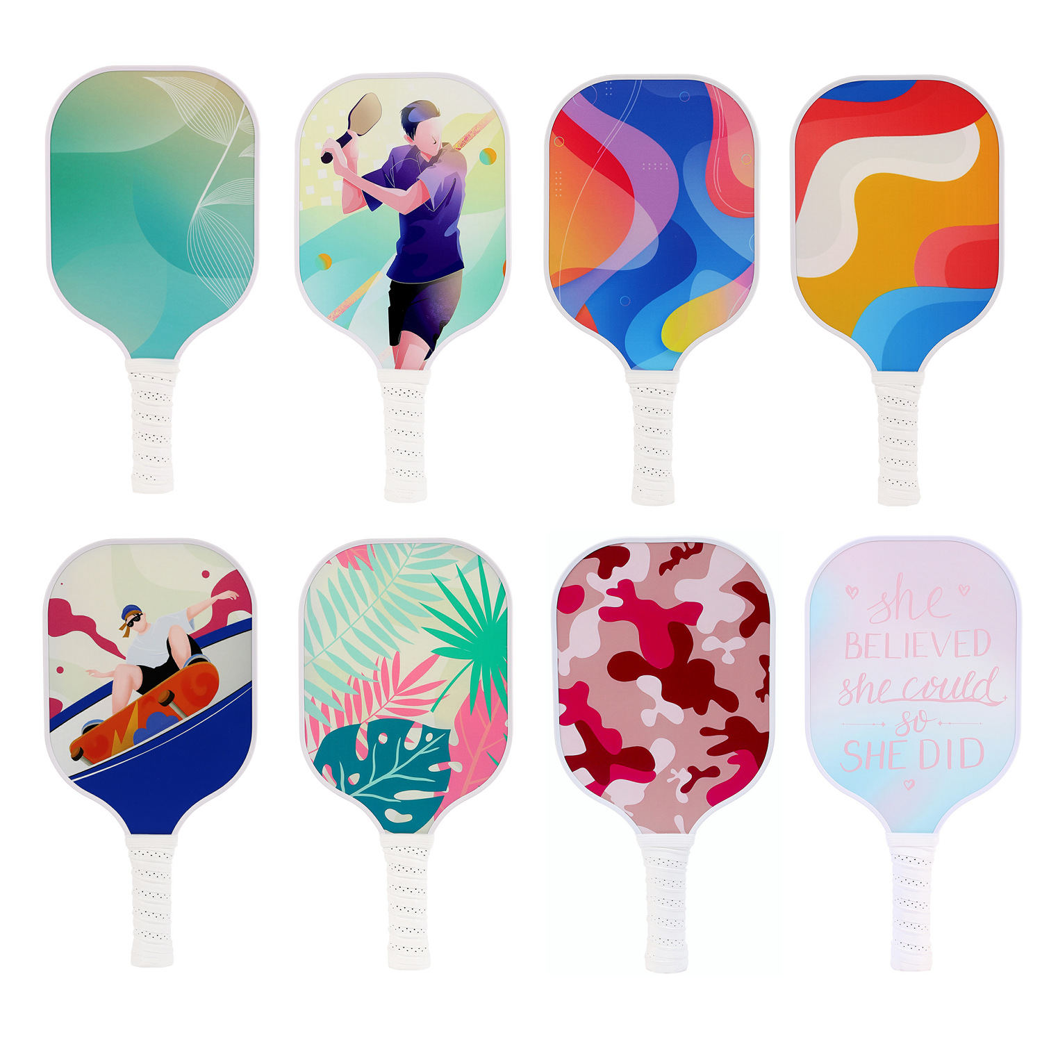T700 carbon fiber pick racket UV color printing solid color pickle tree glass fiber game tennis racket pure white