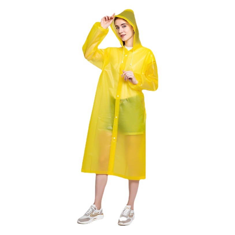 Wholesale outdoor adult fashion non-disposable eva raincoat hooded waterproof rainstorm proof one-piece raincoat